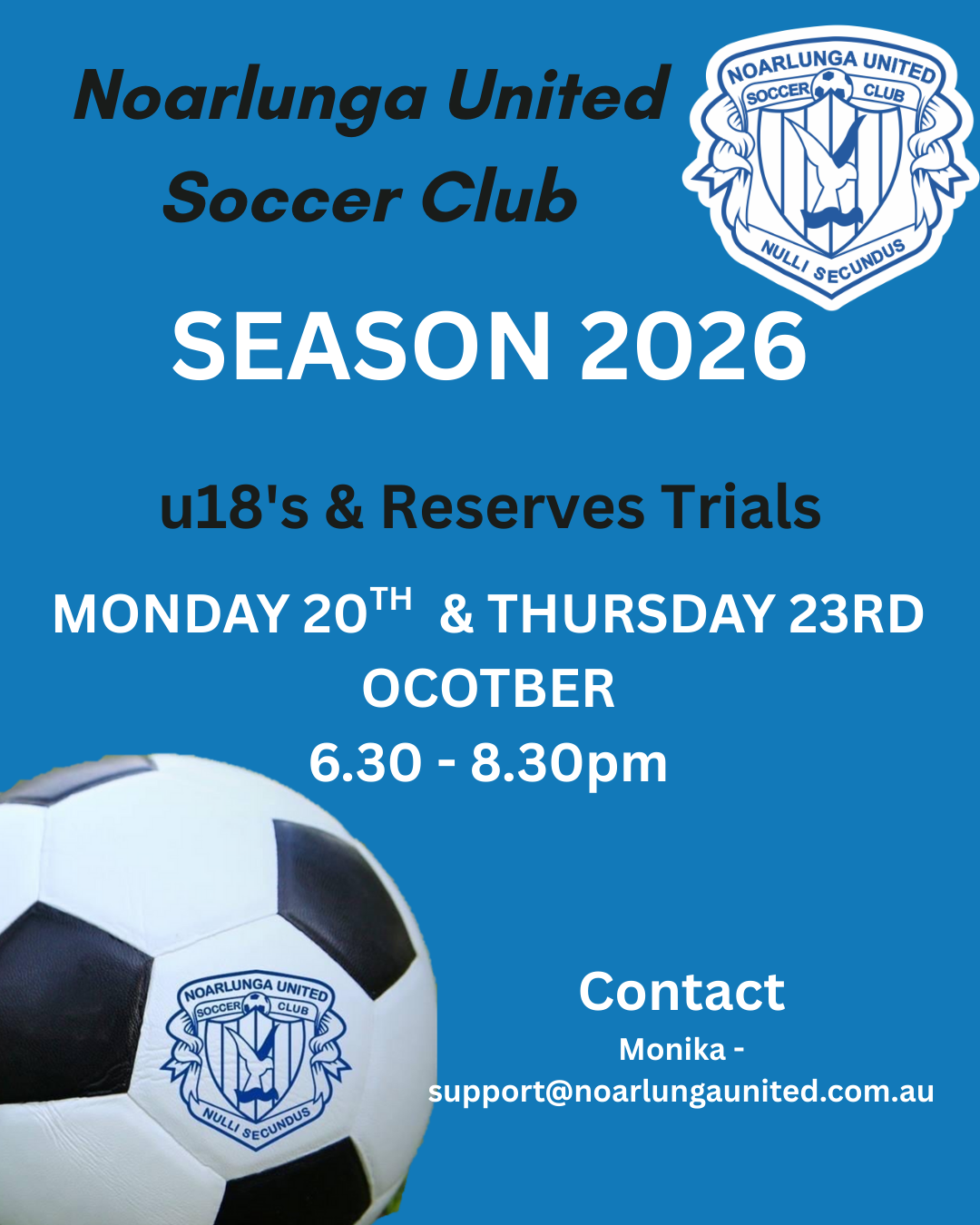 u18's & Reserves Trials 2026